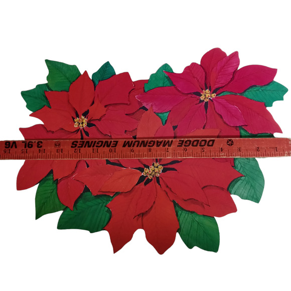 Vintage Christmas Die Cuts Holly Hobbie Santa Claus Poinsettia Wall Door Holiday - Picture 9 of 10